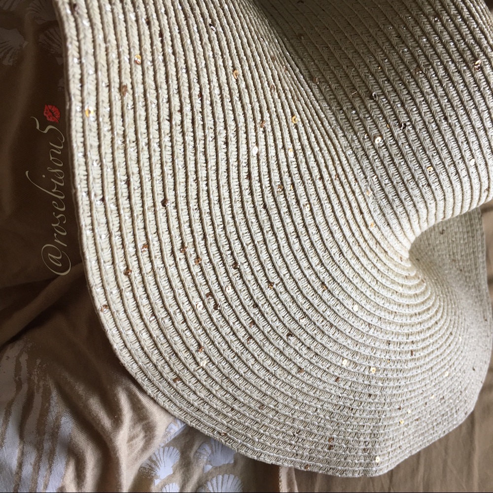 HP✌🏼Wide Brim Floppy Hat Rose Gold Sequins - Picture 3 of 7